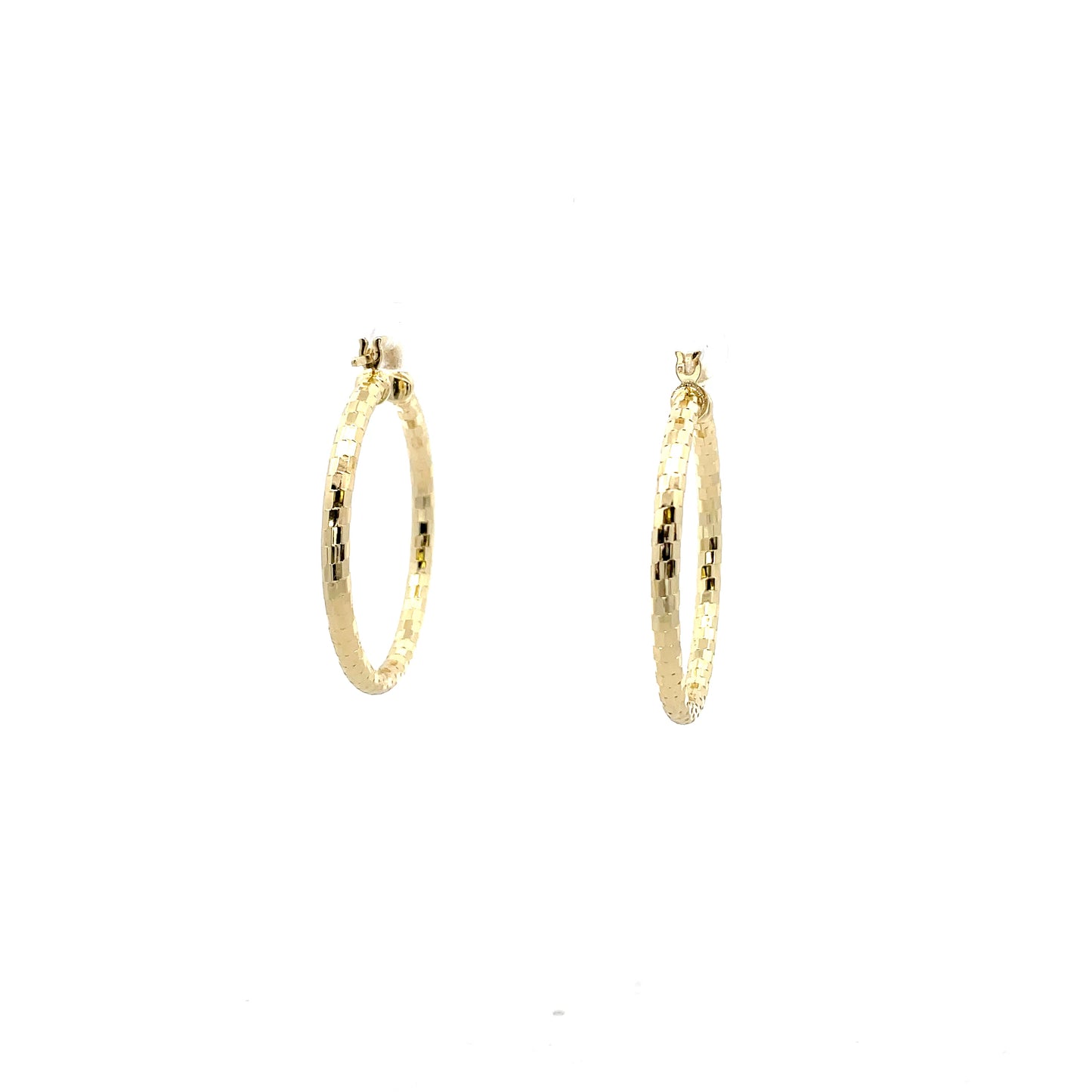 HK Diamond Cut Hoop Earrings 35mm - Style 03