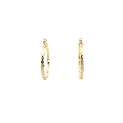 HK Diamond Cut Hoop Earrings 35mm - Style 03