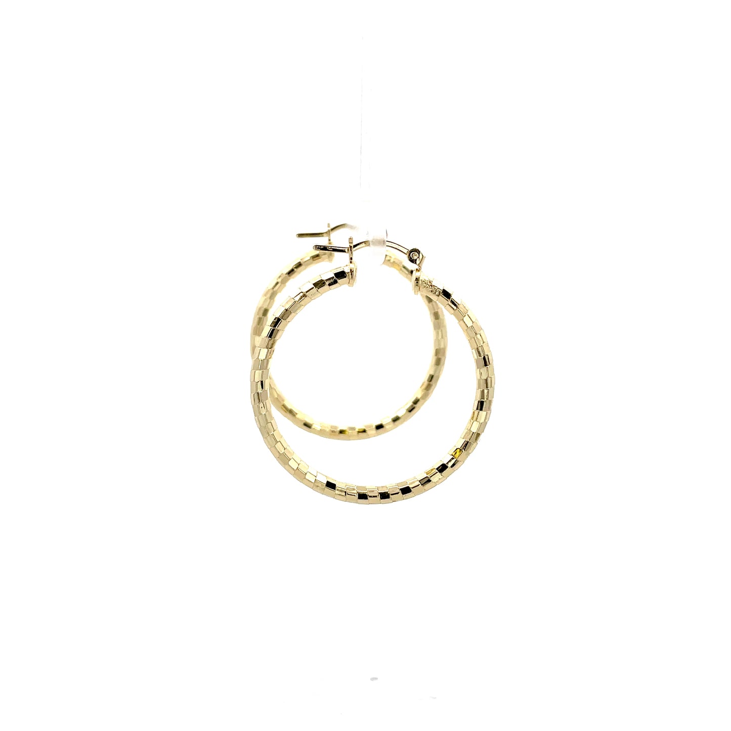 HK Diamond Cut Hoop Earrings 35mm - Style 03