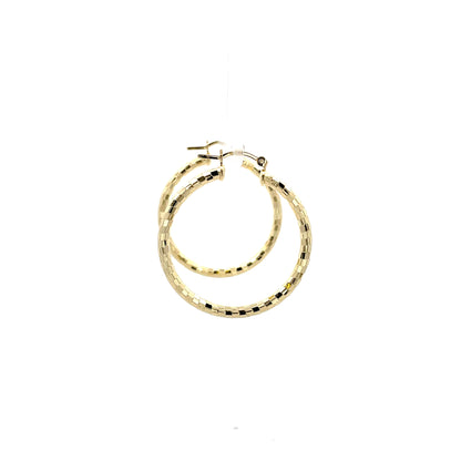 HK Diamond Cut Hoop Earrings 35mm - Style 03