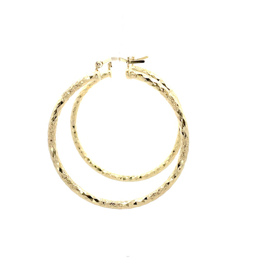 HK Diamond Cut Hoop Earrings 65mm - Style 01