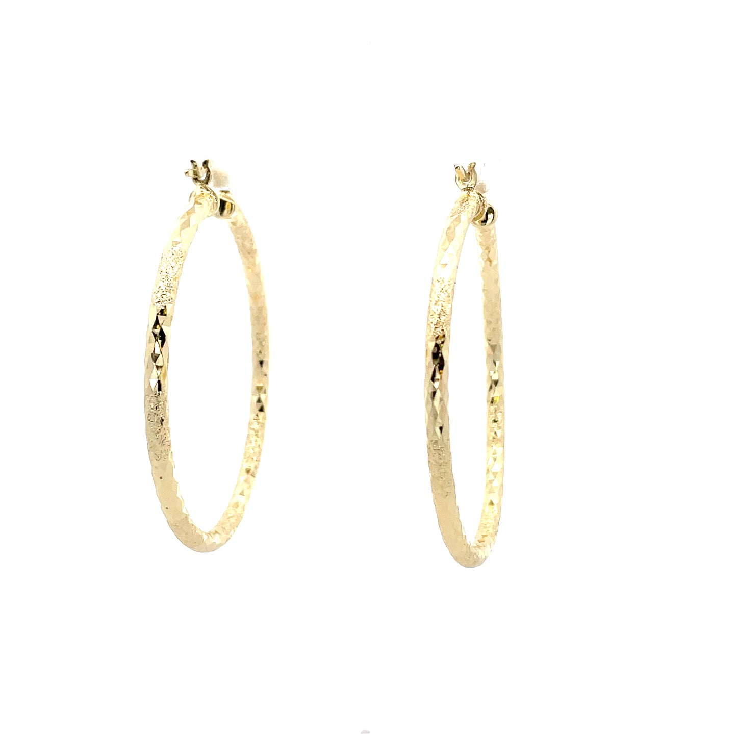 HK Diamond Cut Hoop Earrings 65mm - Style 01