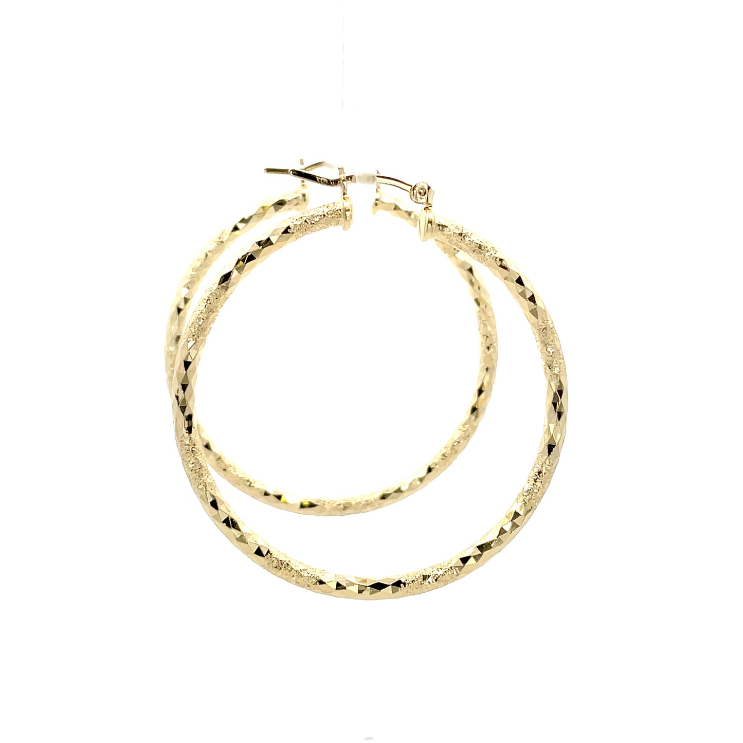 HK Diamond Cut Hoop Earrings 65mm - Style 01