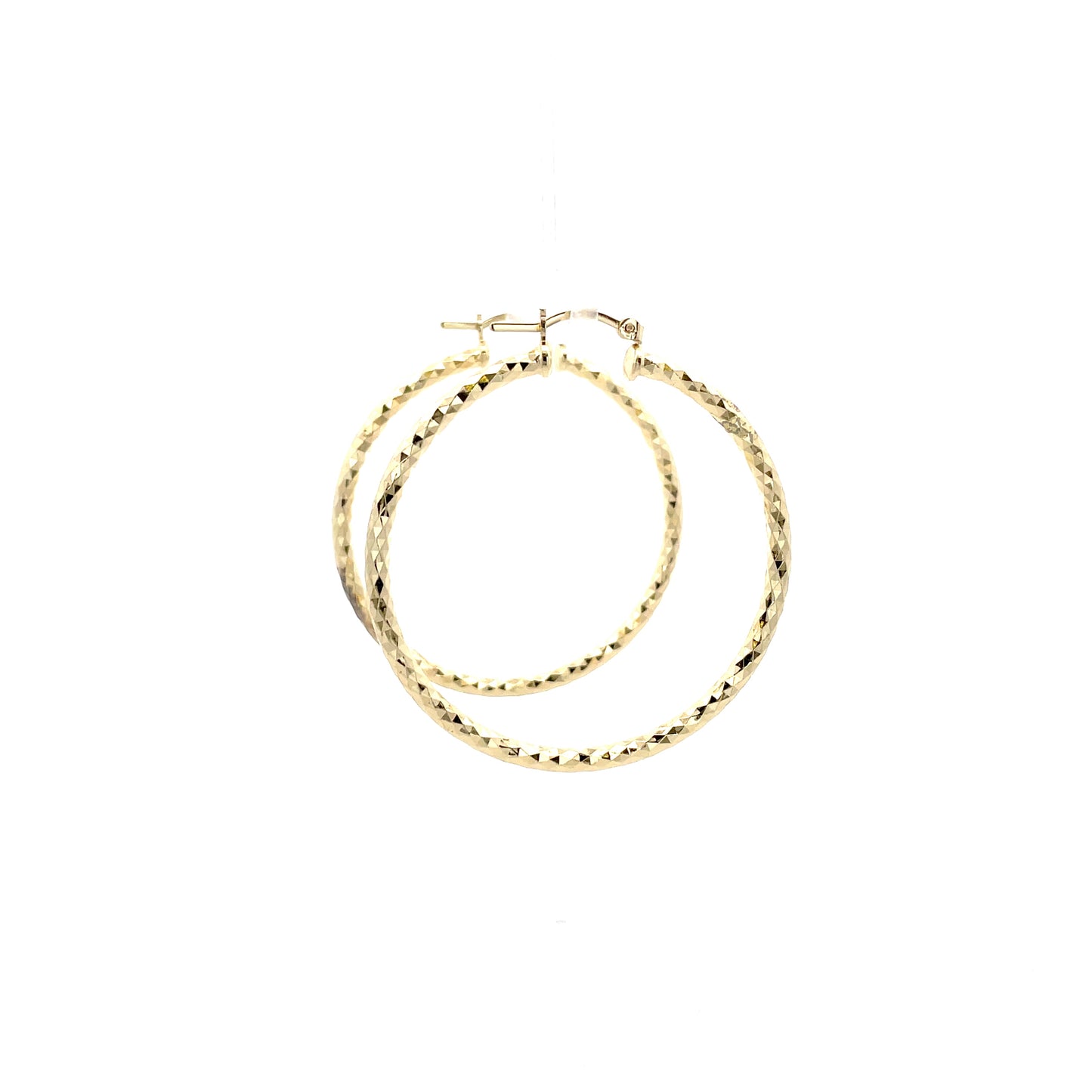 HK Diamond Cut Hoop Earrings 45mm - Style 02