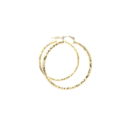 HK Diamond Cut Hoop Earrings 45mm - Style 02
