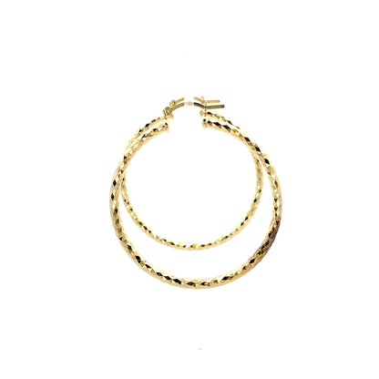HK Diamond Cut Hoop Earrings 55mm - Style 02