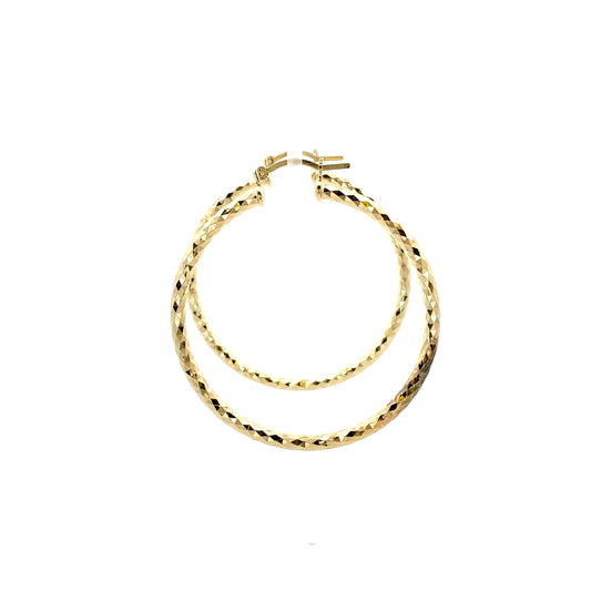 HK Diamond Cut Hoop Earrings 55mm - Style 02