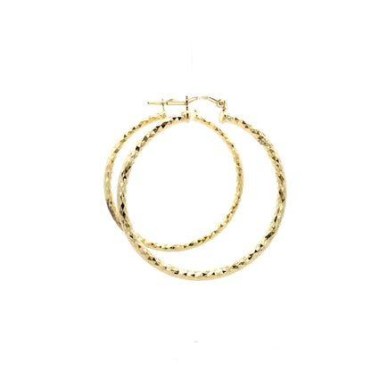 HK Diamond Cut Hoop Earrings 55mm - Style 02
