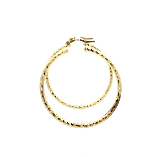 HK Diamond Cut Hoop Earrings 65mm - Style 02