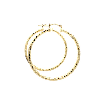 HK Diamond Cut Hoop Earrings 65mm - Style 02