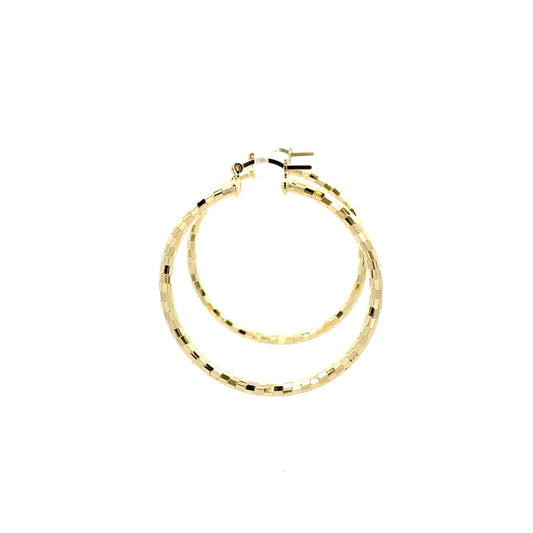 HK Diamond Cut Hoop Earrings 45mm - Style 03