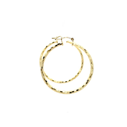 HK Diamond Cut Hoop Earrings 45mm - Style 03