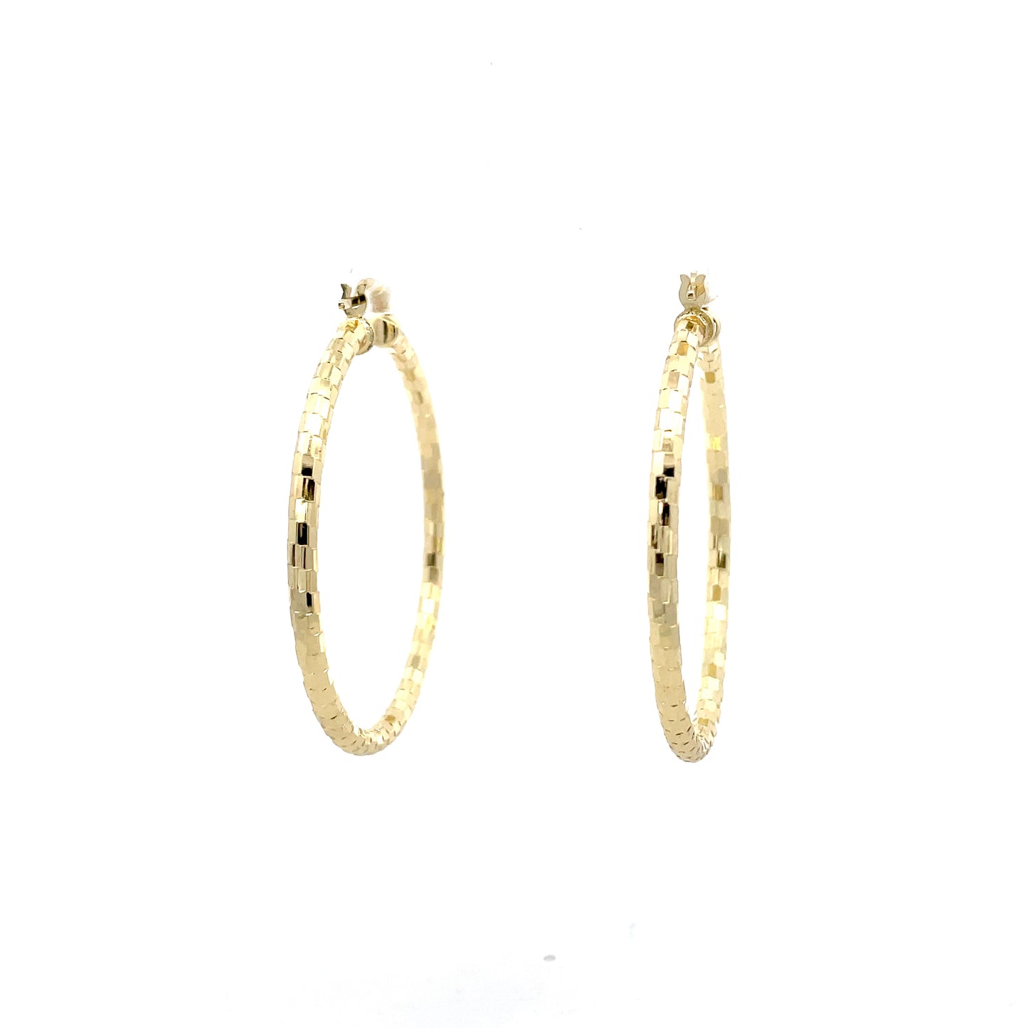 HK Diamond Cut Hoop Earrings 55mm - Style 03