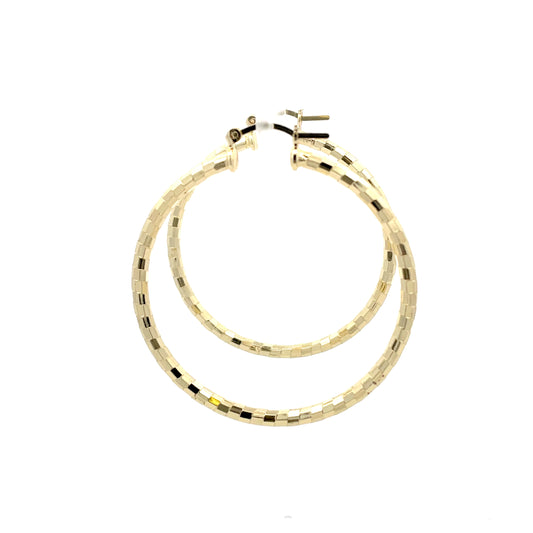 HK Diamond Cut Hoop Earrings 65mm - Style 03