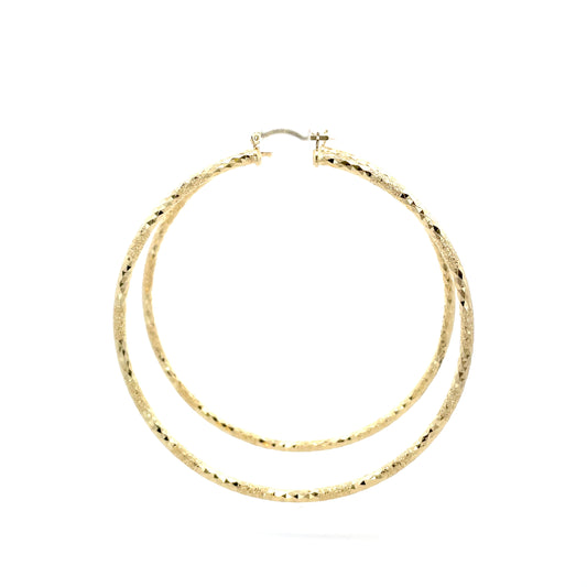 HK Diamond Cut Hoop Earrings 75mm - Style 01