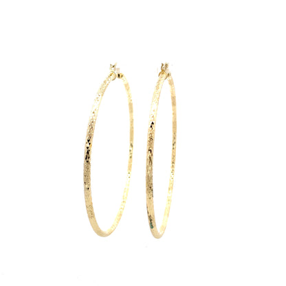 HK Diamond Cut Hoop Earrings 75mm - Style 01