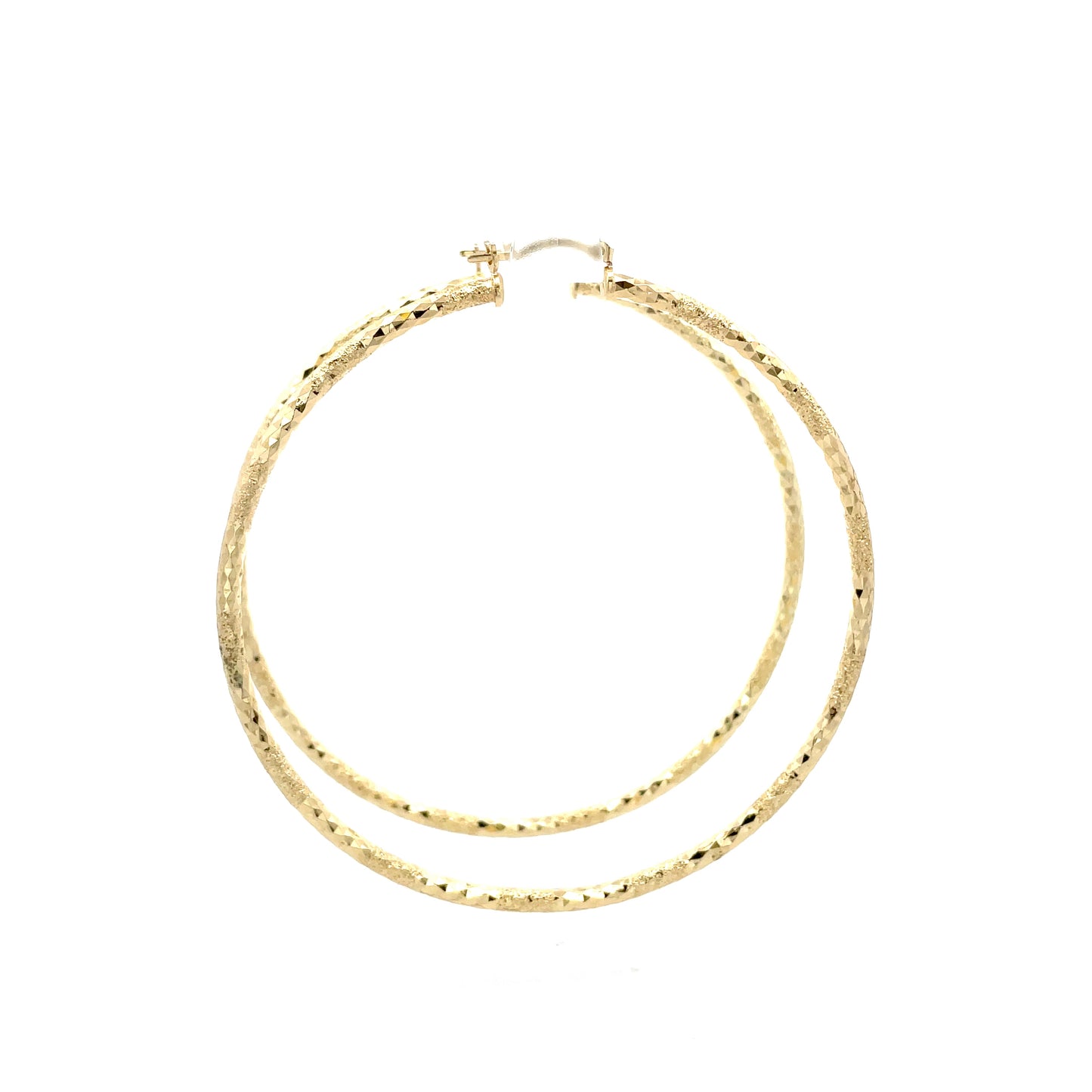 HK Diamond Cut Hoop Earrings 75mm - Style 01