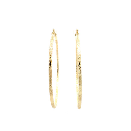 HK Diamond Cut Hoop Earrings 75mm - Style 01