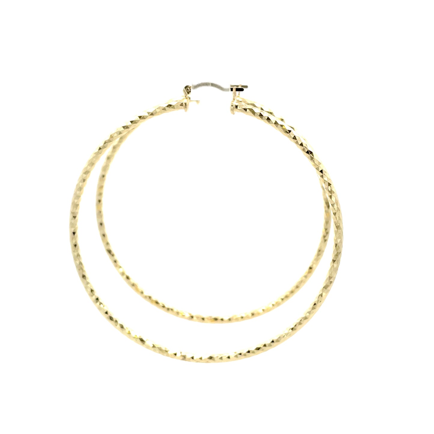 HK Diamond Cut Hoop Earrings 75mm - Style 02