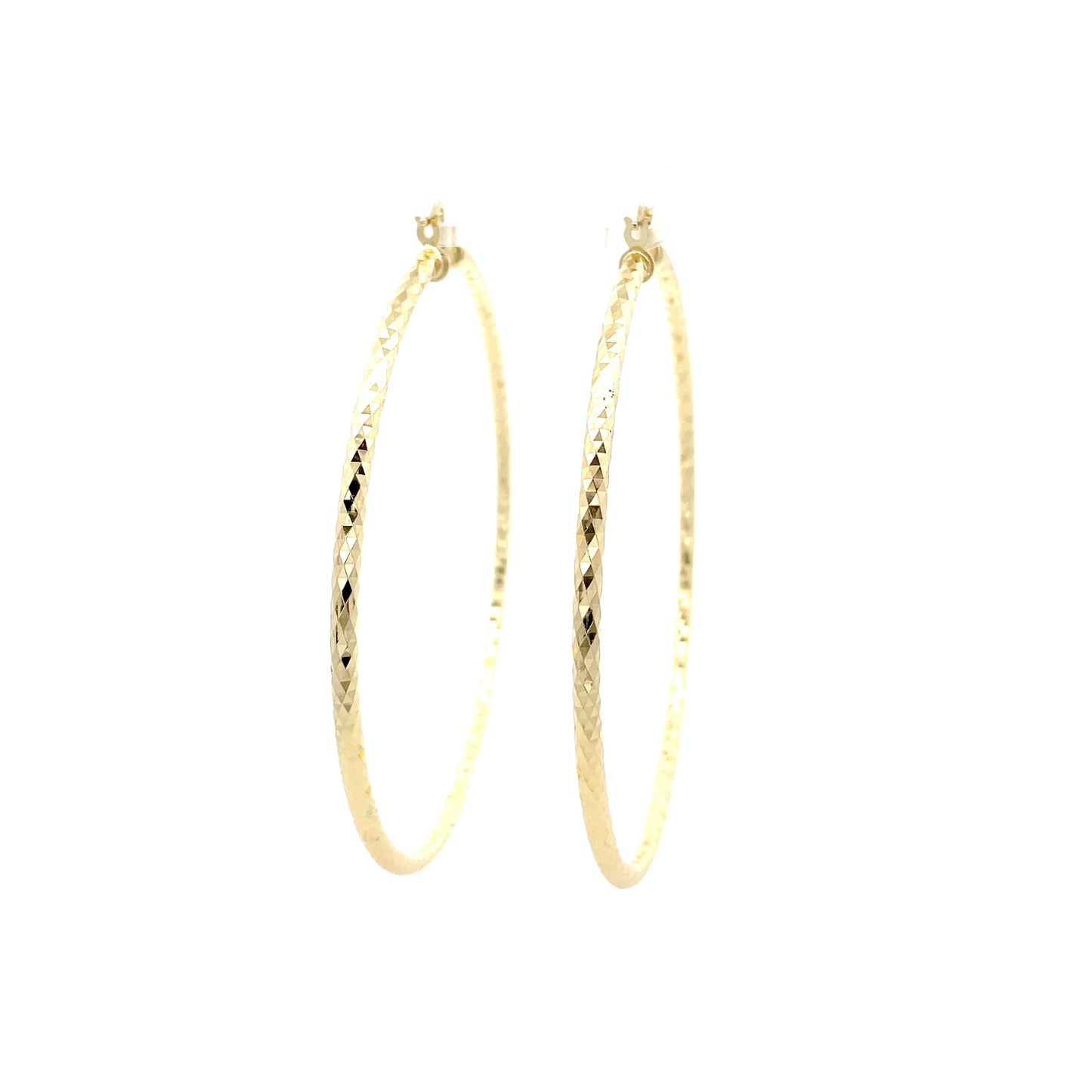 HK Diamond Cut Hoop Earrings 75mm - Style 02