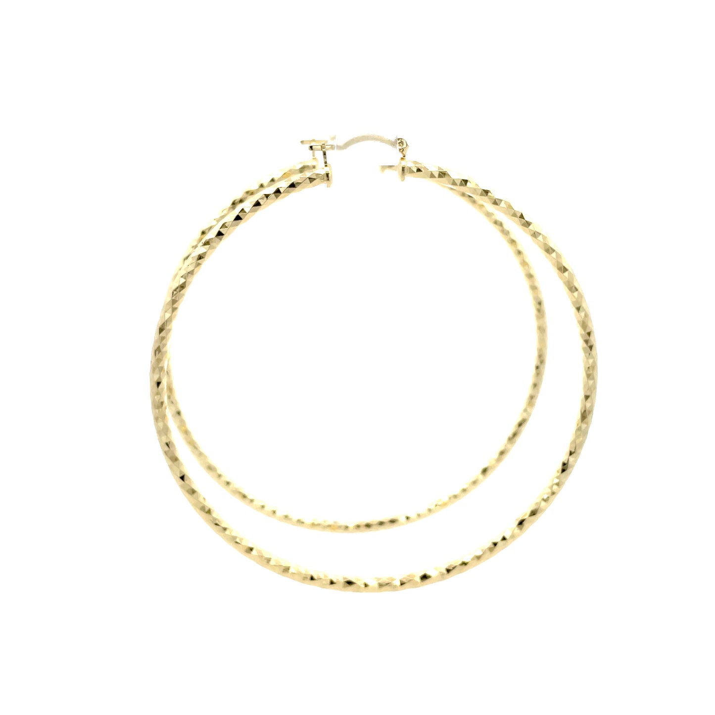 HK Diamond Cut Hoop Earrings 75mm - Style 02