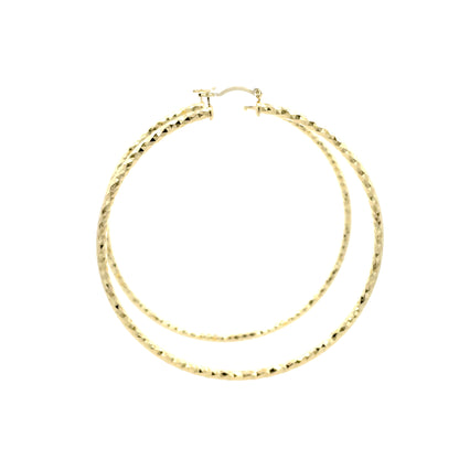 HK Diamond Cut Hoop Earrings 75mm - Style 02