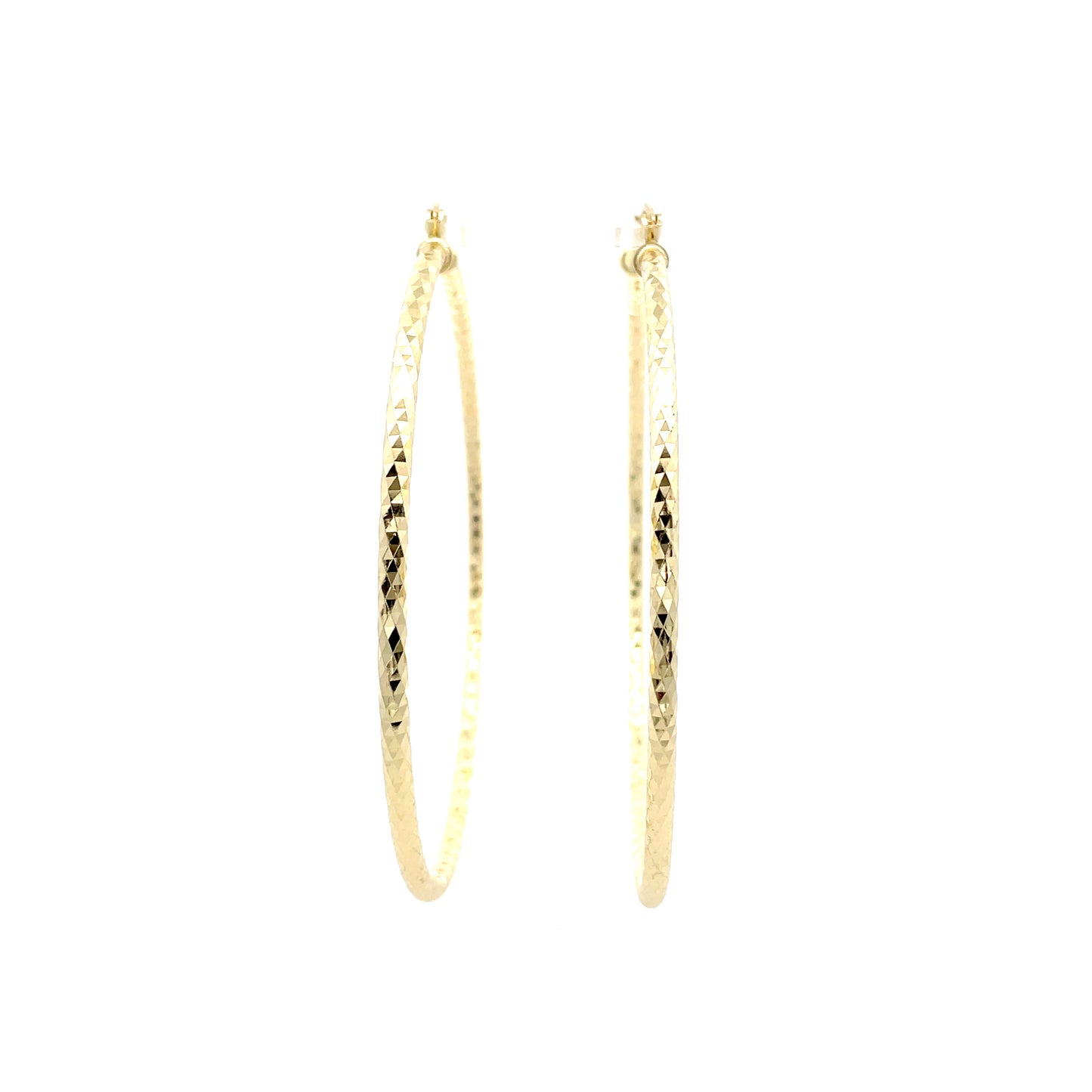 HK Diamond Cut Hoop Earrings 75mm - Style 02