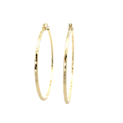 HK Diamond Cut Hoop Earrings 75mm - Style 03