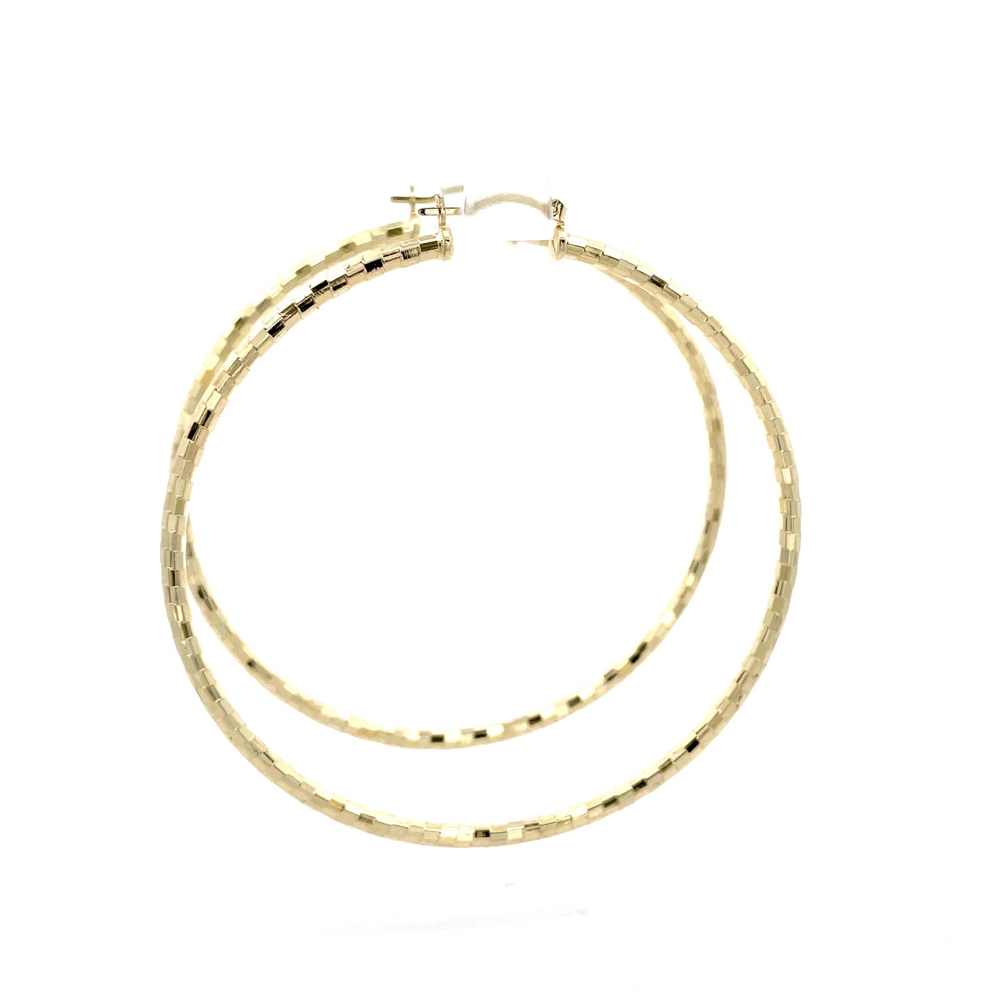 HK Diamond Cut Hoop Earrings 75mm - Style 03