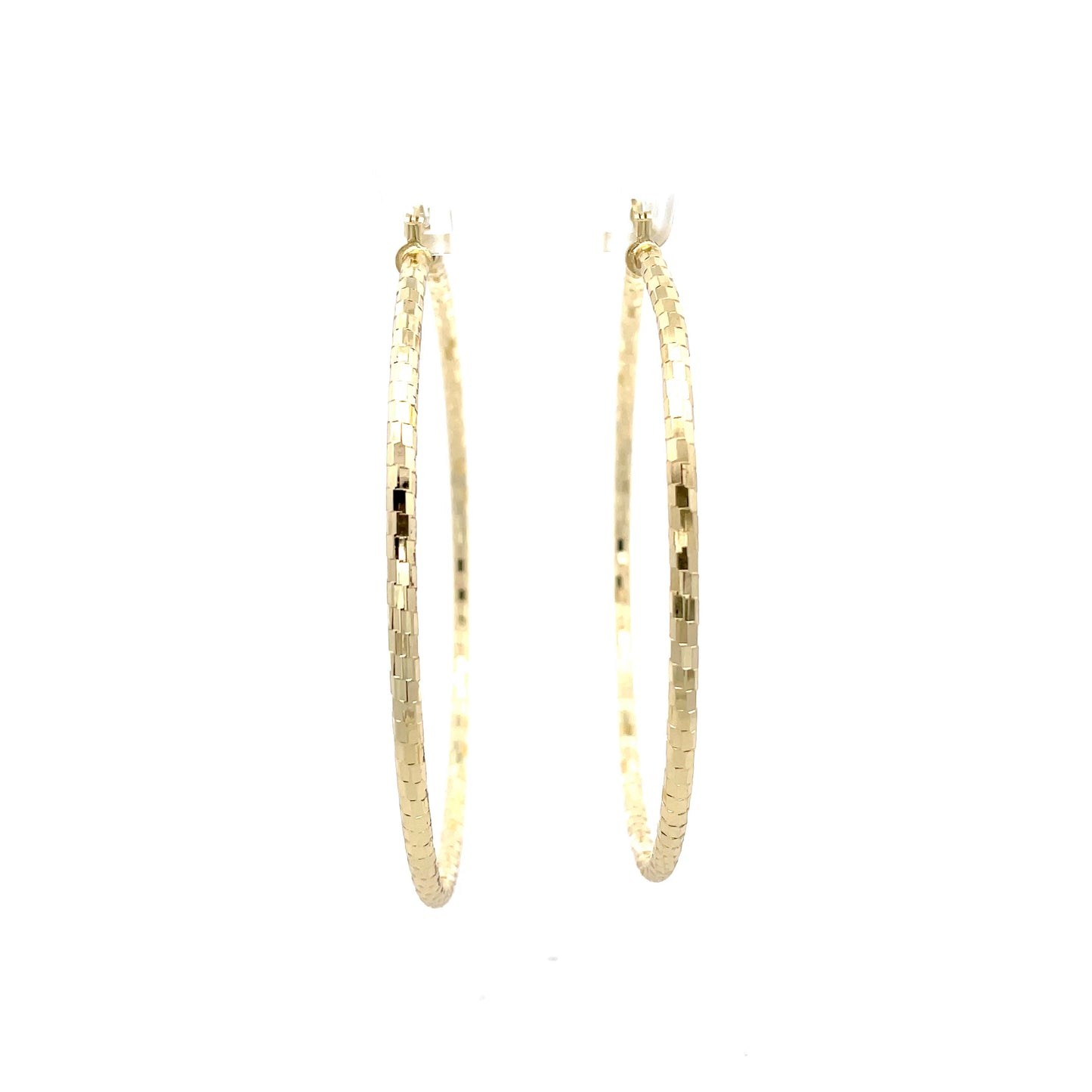 HK Diamond Cut Hoop Earrings 75mm - Style 03