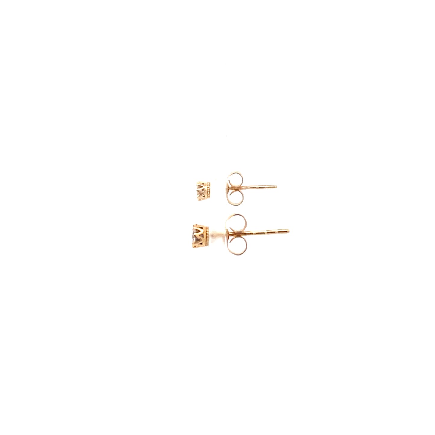 Crown Stud CZ Round Earrings - 3mm