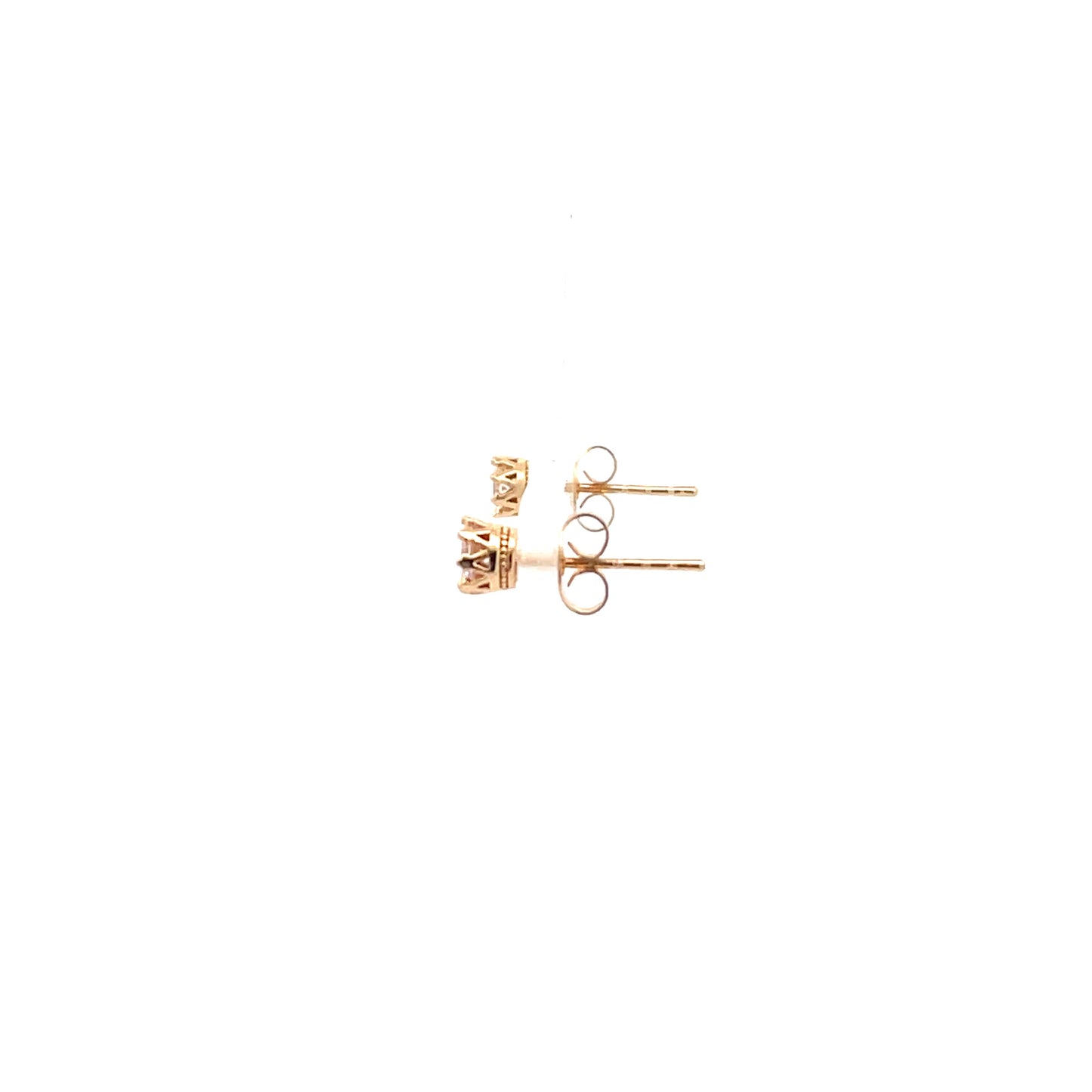 Crown Stud CZ Round Earrings - 4mm