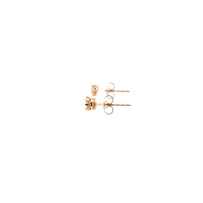 Crown Stud CZ Round Earrings - 4mm