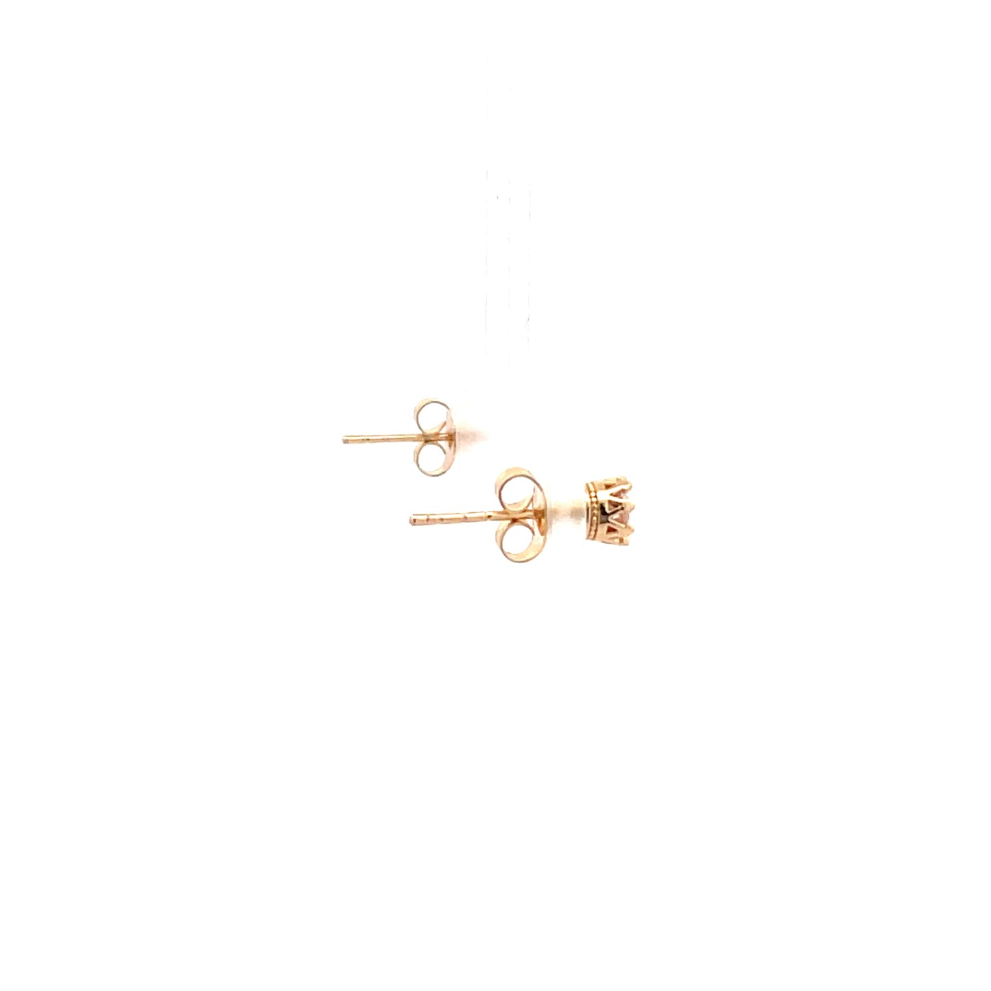 Crown Stud CZ Round Earrings - 4mm