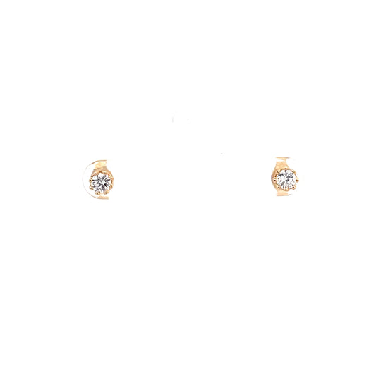 Crown Stud CZ Round Earrings - 4mm