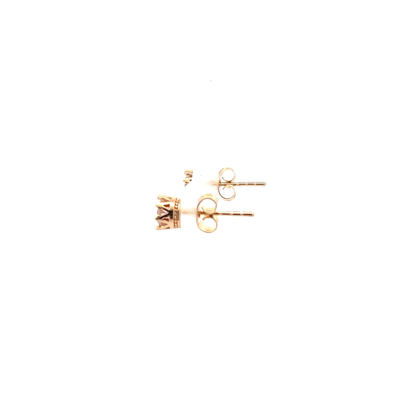 Crown Stud CZ Round Earrings - 5mm