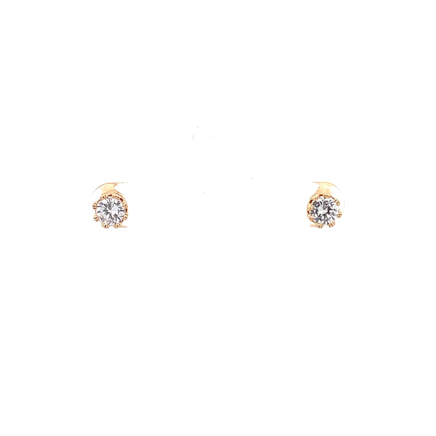 Crown Stud CZ Round Earrings - 5mm