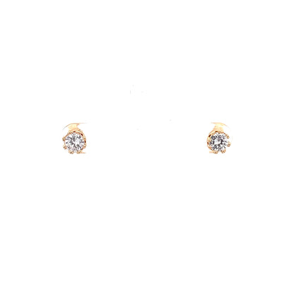 Crown Stud CZ Round Earrings - 5mm