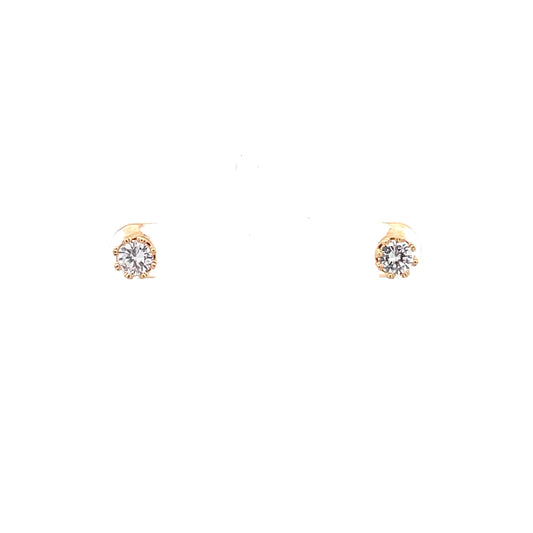 Crown Stud CZ Round Earrings - 5mm