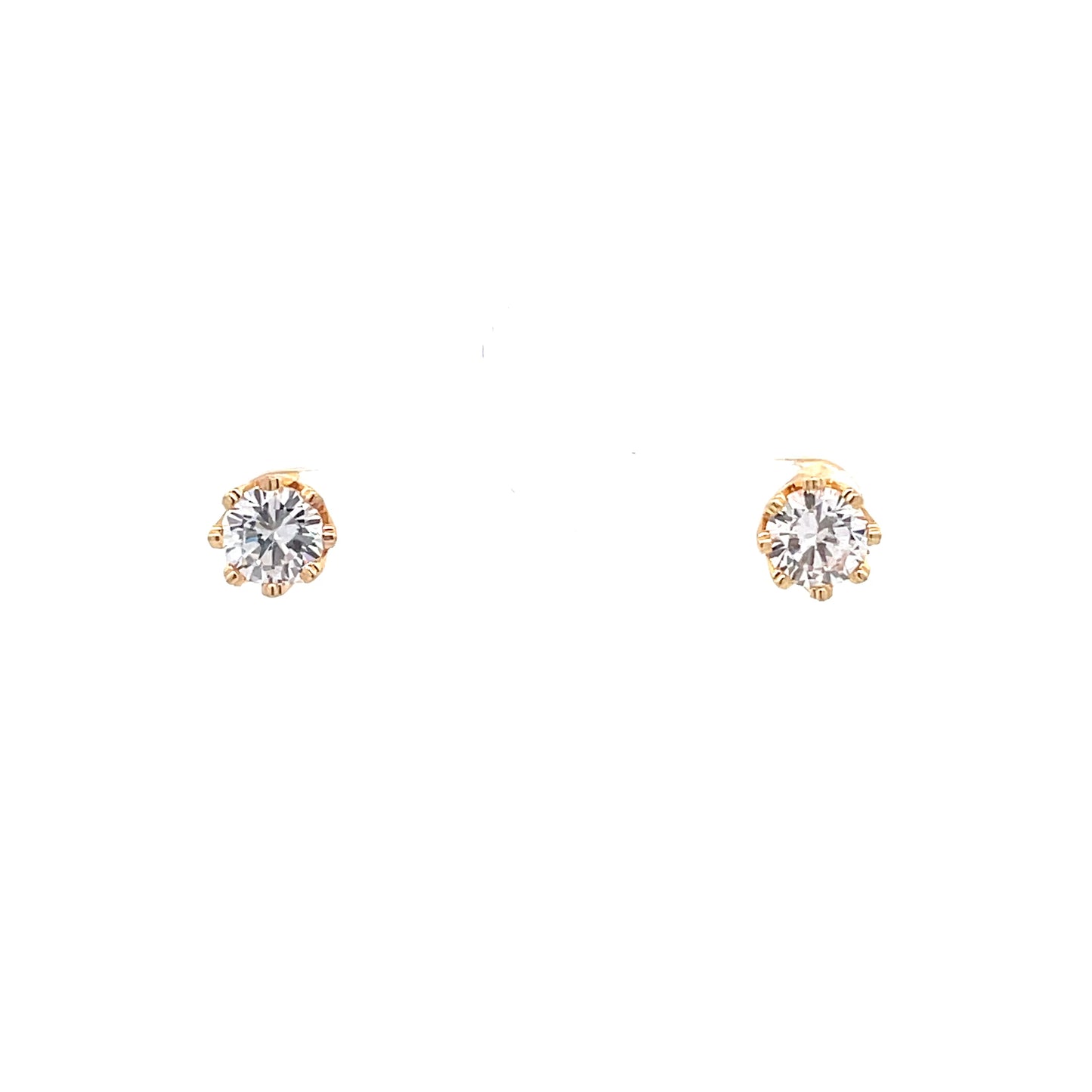 Crown Stud CZ Round Earrings - 7mm