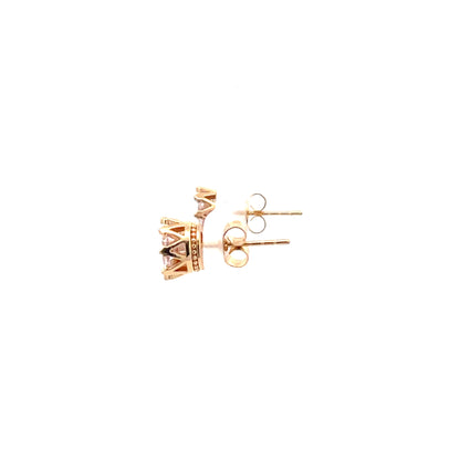 Crown Stud CZ Round Earrings - 8mm