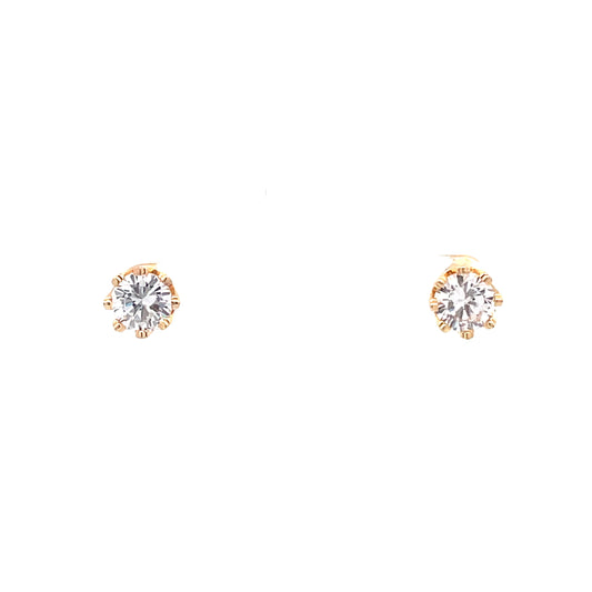 Crown Stud CZ Round Earrings - 8mm