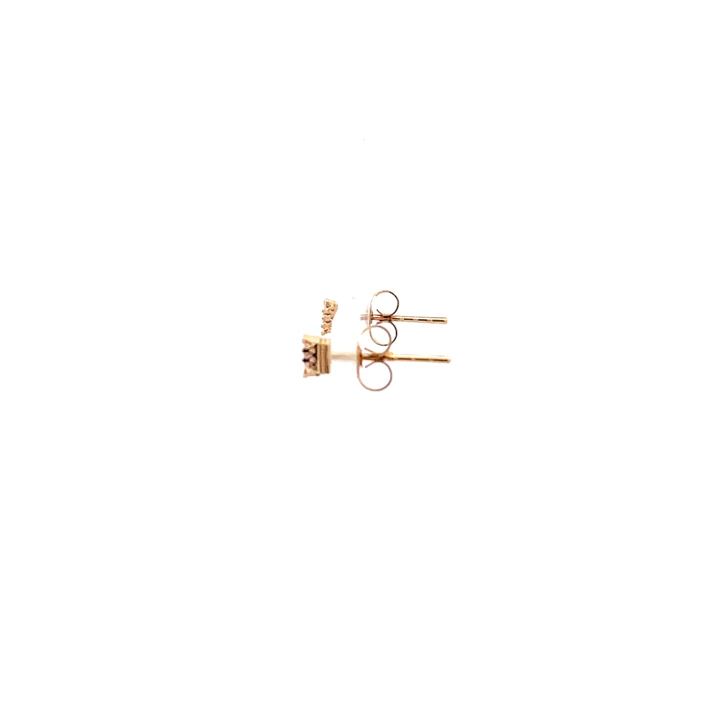 Crown Stud CZ Square Earrings - 3mm