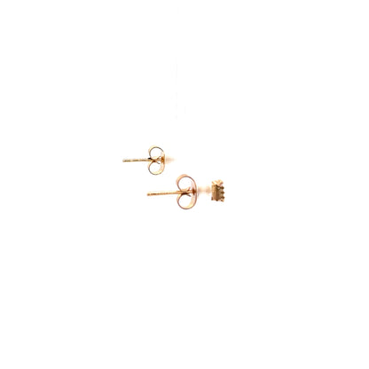 Crown Stud CZ Square Earrings - 3mm