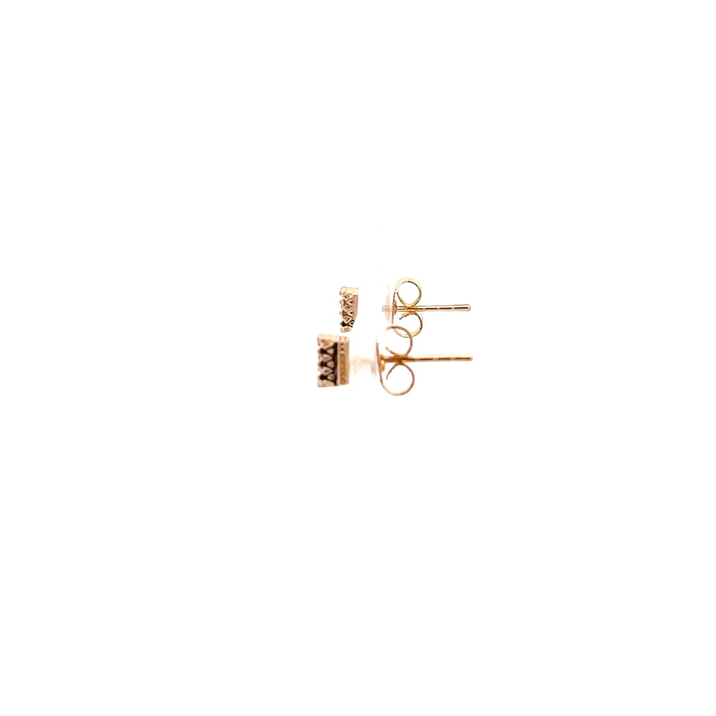 Crown Stud CZ Square Earrings - 4mm