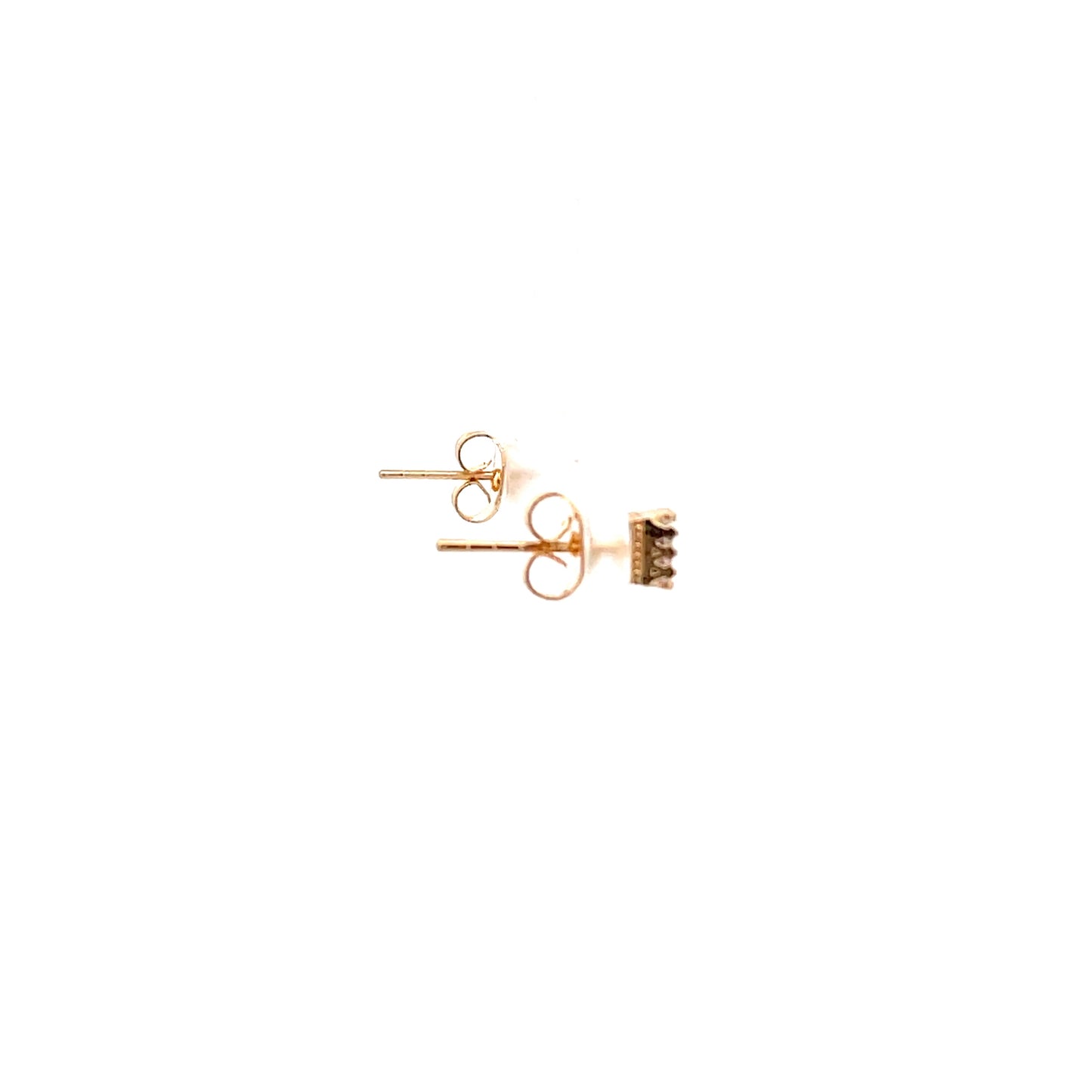 Crown Stud CZ Square Earrings - 4mm