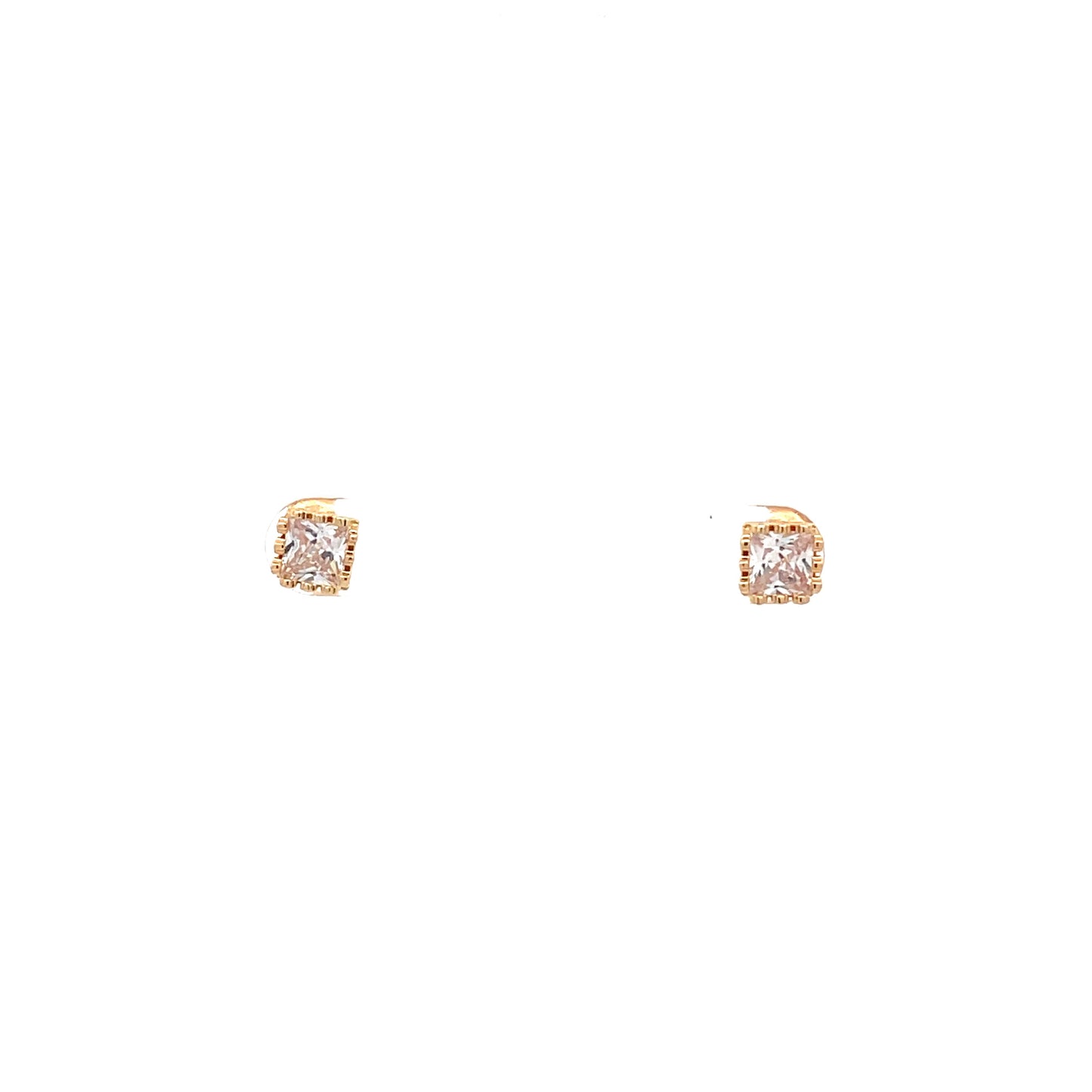 Crown Stud CZ Square Earrings - 5mm