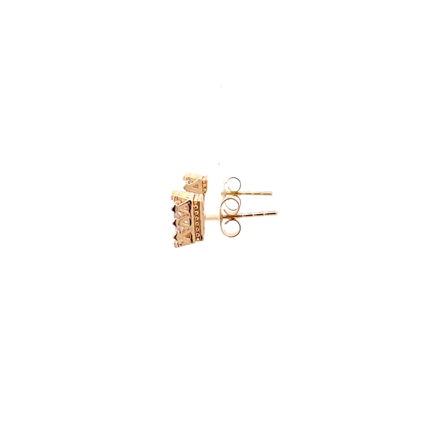 Crown Stud CZ Square Earrings - 7mm