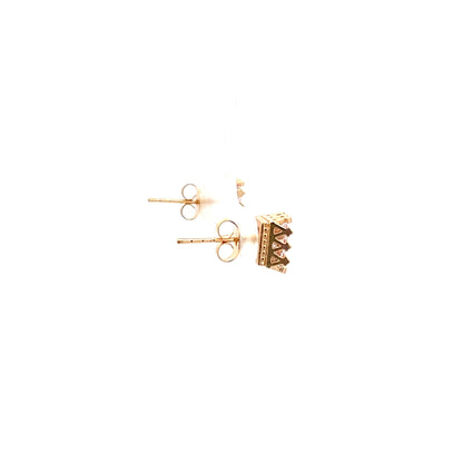 Crown Stud CZ Square Earrings - 7mm