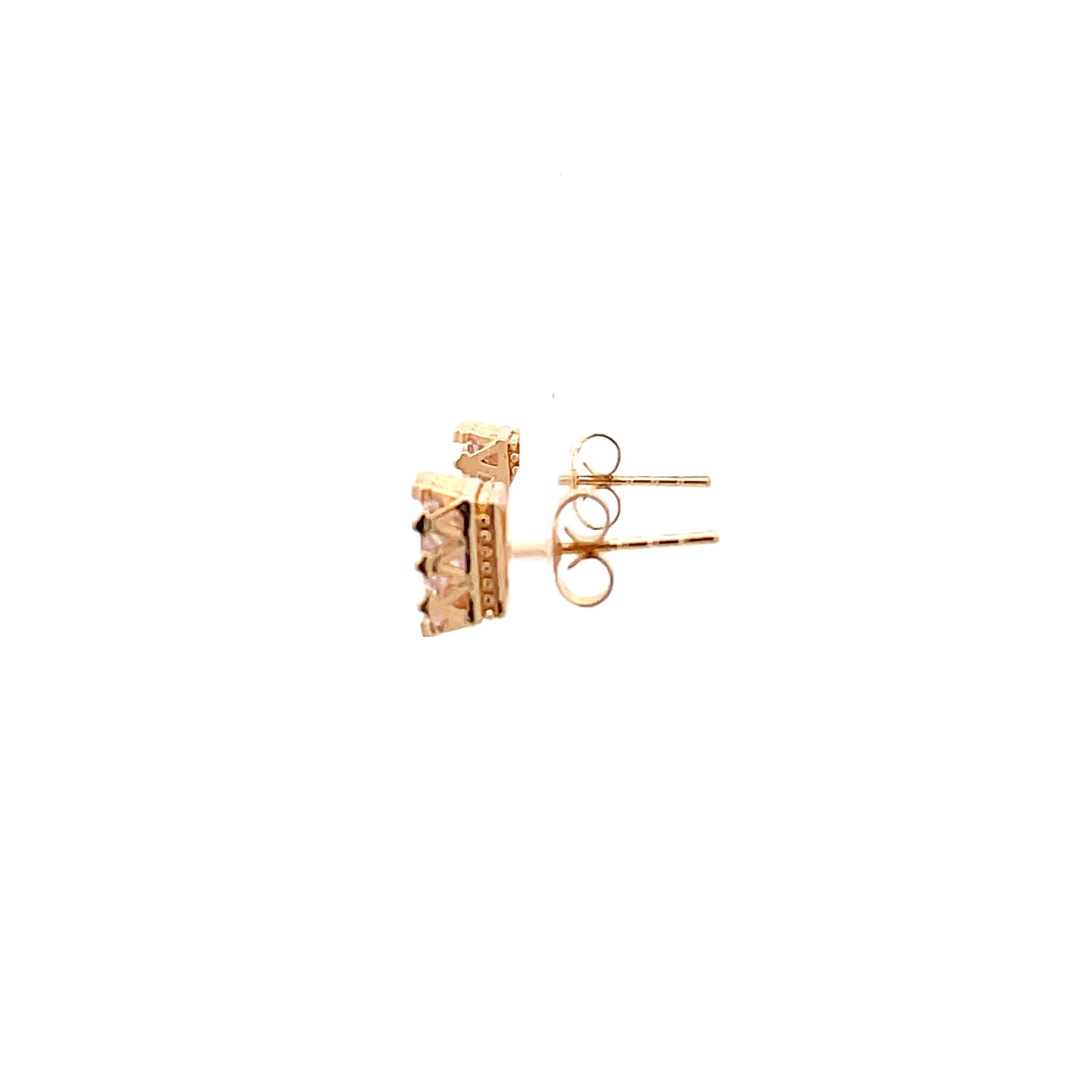 Crown Stud CZ Square Earrings - 8mm